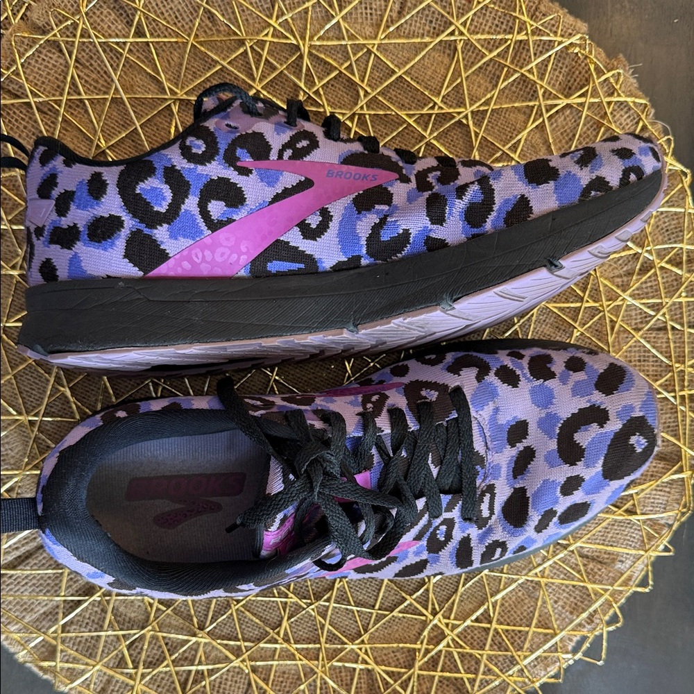 Brooks Purple and Pink Leopard-Print Running Sneakers